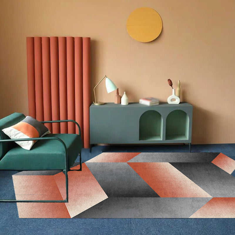 Novelty Living Room Irregular Rug in Pink and Blue Color Block Cuboid Print Rug Polyester Non-Slip Area Rug Pink Clearhalo 'Area Rug' 'Rug' 1693830