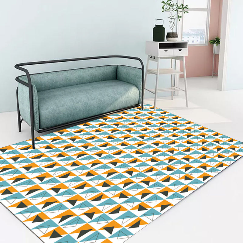 Contemporary Modern Rug in White Geometry Triangle Pattern Rug Polyester Non-Slip Carpet for Home Decoration Clearhalo 'Area Rug' 'Modern' 'Rugs' Rug' 1693963