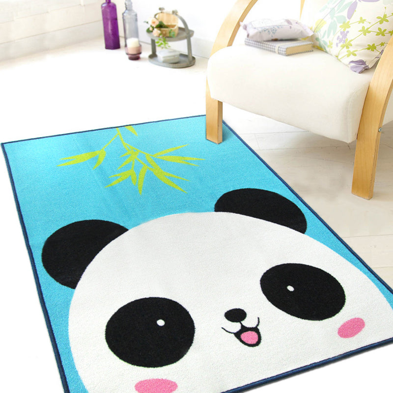 Cute Kids Rug in Green and Blue Animal Lion Panda Penguin Pattern Rug Polyester Anti-Slip Carpet for Children's Room Light Blue 3'3" x 4'3" Clearhalo 'Area Rug' 'Rug' 1693997