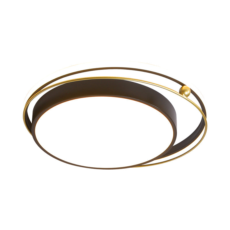 Ringed Flush Mount Light Modernist Acrylic LED Black and Gold Ceiling Mounted Fixture, 16"/19.5" Width Clearhalo 'Ceiling Lights' 'Close To Ceiling Lights' 'Close to ceiling' 'Flush mount' Lighting' 1694151