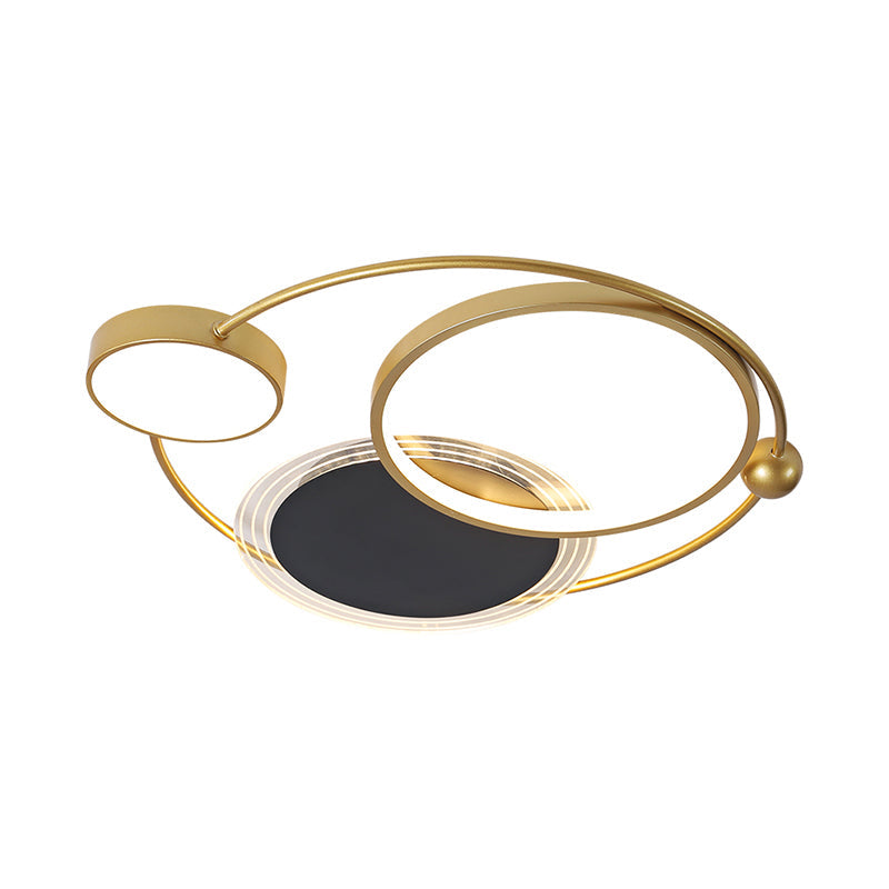 Round/Oval Bedroom Flush Mount Light Acrylic LED Modernism Ceiling Mounted Fixture in Gold Clearhalo 'Ceiling Lights' 'Close To Ceiling Lights' 'Close to ceiling' 'Flush mount' Lighting' 1694193