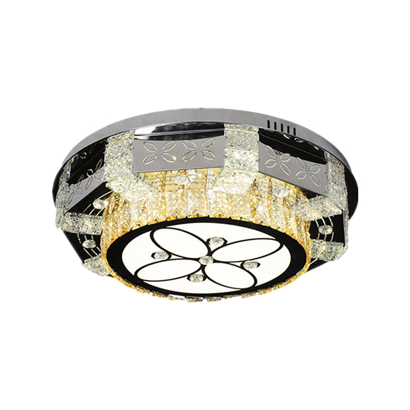 Stainless-Steel Round Ceiling Mounted Light Modern K9 Crystal LED Flush Mount Fixture with Twisted/Oval Pattern Clearhalo 'Ceiling Lights' 'Close To Ceiling Lights' 'Close to ceiling' 'Flush mount' Lighting' 1694227