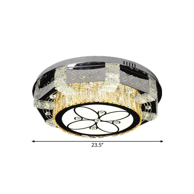 Stainless-Steel Round Ceiling Mounted Light Modern K9 Crystal LED Flush Mount Fixture with Twisted/Oval Pattern Clearhalo 'Ceiling Lights' 'Close To Ceiling Lights' 'Close to ceiling' 'Flush mount' Lighting' 1694228