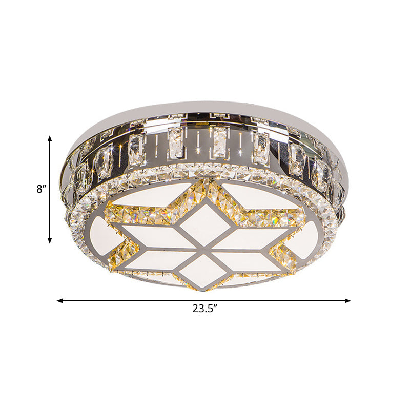 Circle Flush Mount Fixture Minimalism Hand-Cut Crystal LED Chrome Ceiling Lighting in Warm/White Light Clearhalo 'Ceiling Lights' 'Close To Ceiling Lights' 'Close to ceiling' 'Flush mount' Lighting' 1694236