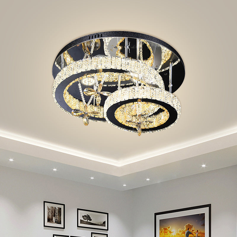 Chrome LED Circle Ceiling Lamp Modernism Cut Crystal Semi Mount Lighting in Remote Control Stepless Dimming Light Chrome Remote Control Stepless Dimming Clearhalo 'Ceiling Lights' 'Close To Ceiling Lights' 'Close to ceiling' 'Semi-flushmount' Lighting' 1694237