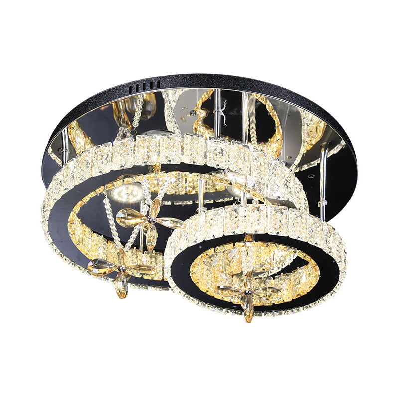 Chrome LED Circle Ceiling Lamp Modernism Cut Crystal Semi Mount Lighting in Remote Control Stepless Dimming Light Clearhalo 'Ceiling Lights' 'Close To Ceiling Lights' 'Close to ceiling' 'Semi-flushmount' Lighting' 1694239