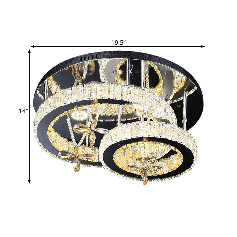 Chrome LED Circle Ceiling Lamp Modernism Cut Crystal Semi Mount Lighting in Remote Control Stepless Dimming Light Clearhalo 'Ceiling Lights' 'Close To Ceiling Lights' 'Close to ceiling' 'Semi-flushmount' Lighting' 1694240