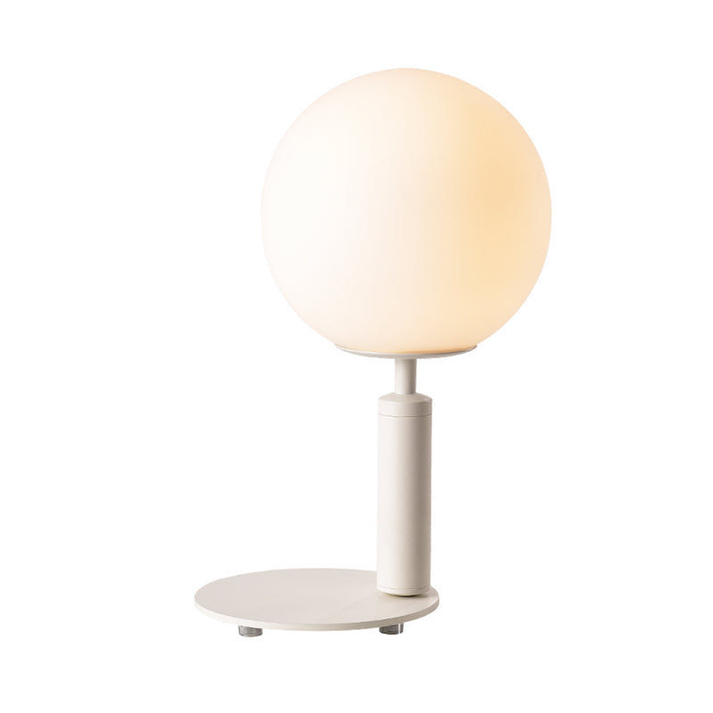 Cream Glass Ball Night Table Lamp Modernism 1-Bulb Black/Grey/White Reading Book Light with Round Base Clearhalo 'Lamps' 'Table Lamps' Lighting' 1694516