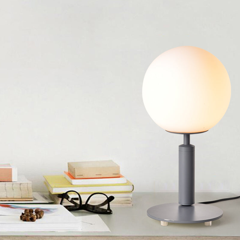 Cream Glass Ball Night Table Lamp Modernism 1-Bulb Black/Grey/White Reading Book Light with Round Base Clearhalo 'Lamps' 'Table Lamps' Lighting' 1694520