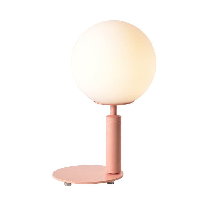 Cream Glass Ball Night Table Lamp Modernism 1-Bulb Black/Grey/White Reading Book Light with Round Base Clearhalo 'Lamps' 'Table Lamps' Lighting' 1694525