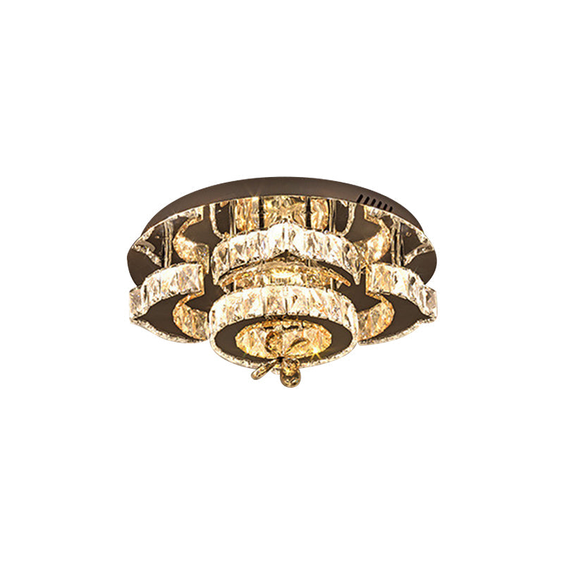 Bloom Faceted Crystal Semi Flush Light Minimalist LED Chrome Ceiling Mounted Fixture Clearhalo 'Ceiling Lights' 'Close To Ceiling Lights' 'Close to ceiling' 'Semi-flushmount' Lighting' 1694553
