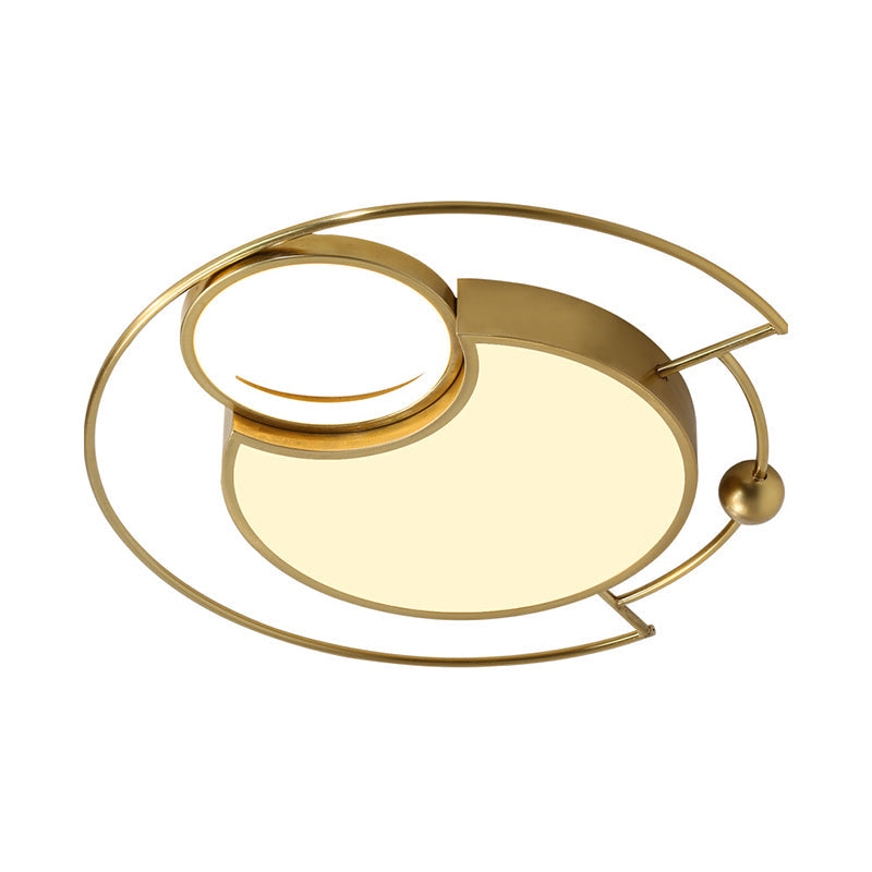 Acrylic Rounded Flush Light Nordic LED Semi Flush Mount Ceiling Fixture in Gold, Warm/White Light Clearhalo 'Ceiling Lights' 'Close To Ceiling Lights' 'Close to ceiling' 'Flush mount' Lighting' 1694688