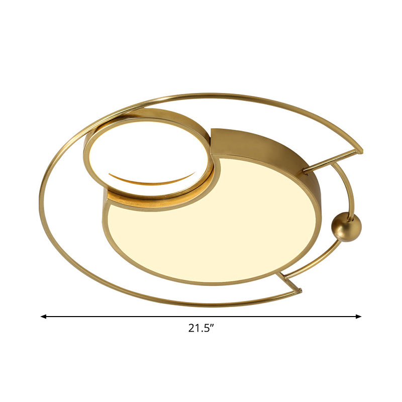Acrylic Rounded Flush Light Nordic LED Semi Flush Mount Ceiling Fixture in Gold, Warm/White Light Clearhalo 'Ceiling Lights' 'Close To Ceiling Lights' 'Close to ceiling' 'Flush mount' Lighting' 1694690
