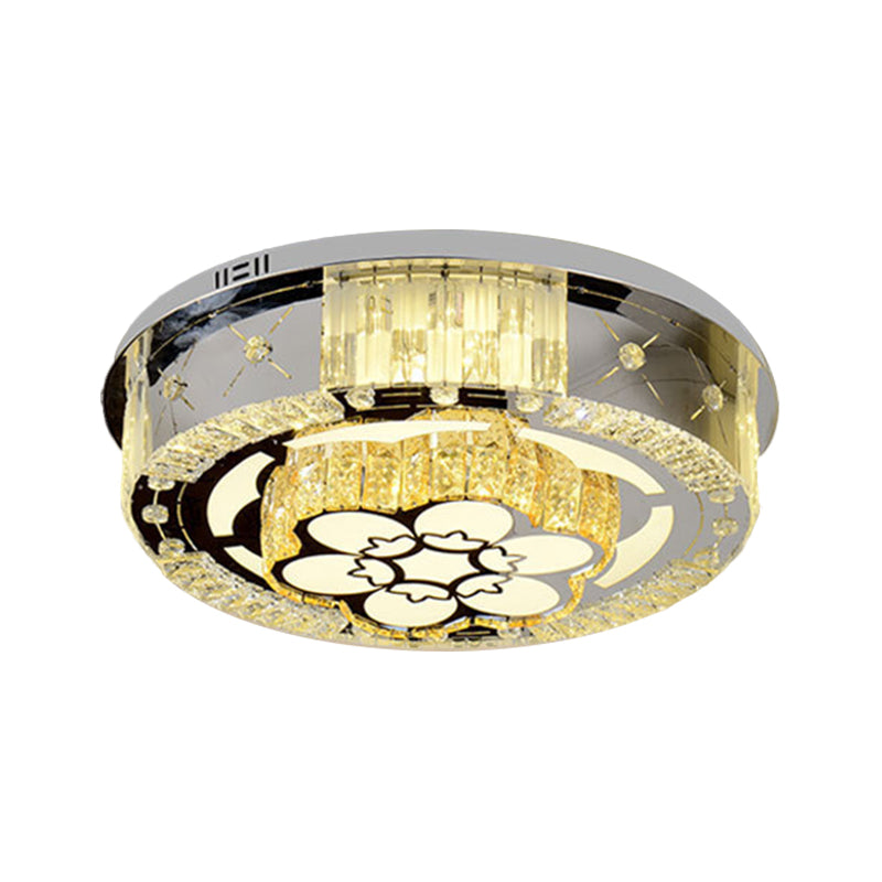 Simple Flower/Cloud Ceiling Lamp Clear Crystal LED Bedroom Flush Mount Light Fixture in Stainless-Steel with Round Design Clearhalo 'Ceiling Lights' 'Close To Ceiling Lights' 'Close to ceiling' 'Flush mount' Lighting' 1694778