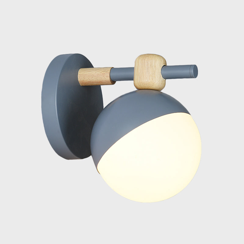 White Glass Globe Wall Mount Nordic 1 Light Wall Light Fixture with Adjustable Shade in Grey/Pink/Yellow Clearhalo 'Wall Lamps & Sconces' 'Wall Lights' Lighting' 1694841