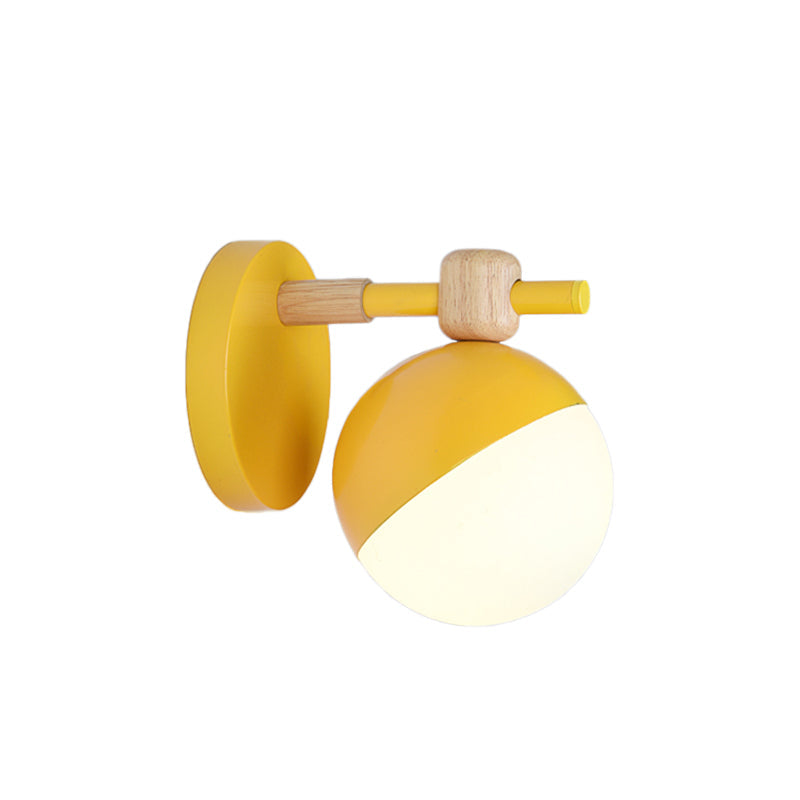 White Glass Globe Wall Mount Nordic 1 Light Wall Light Fixture with Adjustable Shade in Grey/Pink/Yellow Clearhalo 'Wall Lamps & Sconces' 'Wall Lights' Lighting' 1694853