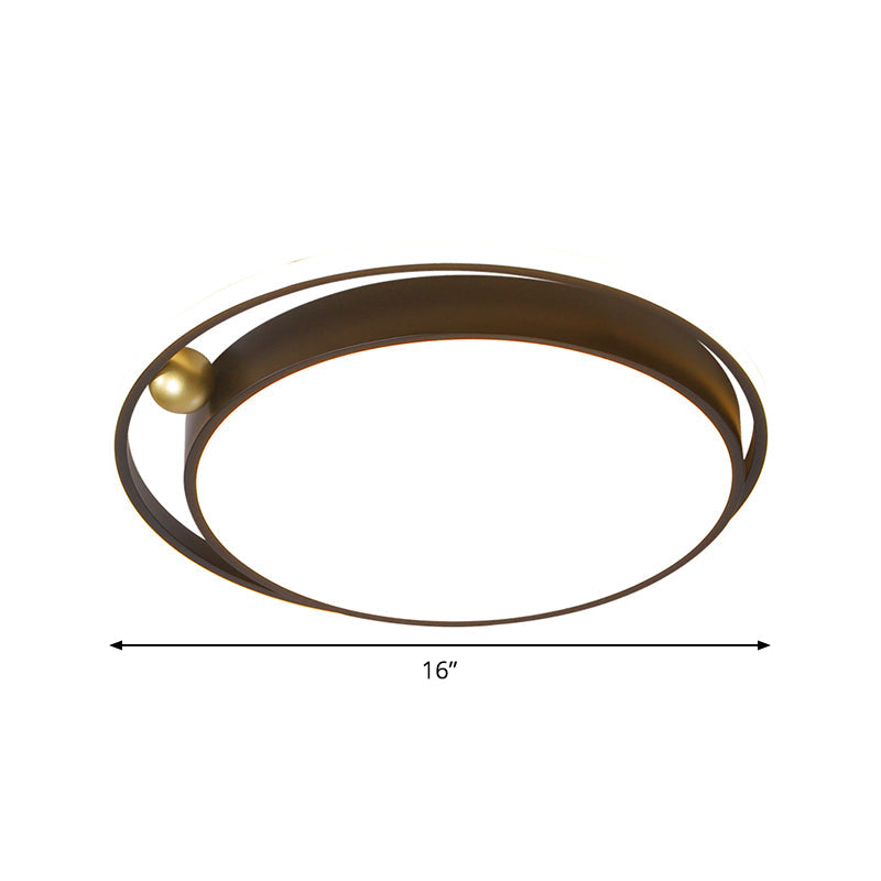 Round Acrylic Flush Light Fixture Nordic 16"/19.5" Wide LED Black Flush Mount Lamp for Bedroom Clearhalo 'Ceiling Lights' 'Close To Ceiling Lights' 'Close to ceiling' 'Flush mount' Lighting' 1694958