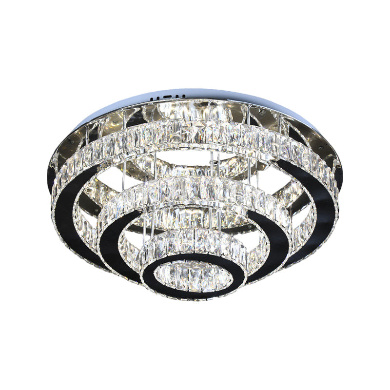 Clear Crystal Circular Ceiling Mounted Fixture Modernist Stainless-Steel LED Flush Light for Dining Room Clearhalo 'Ceiling Lights' 'Close To Ceiling Lights' 'Close to ceiling' 'Flush mount' Lighting' 1695006