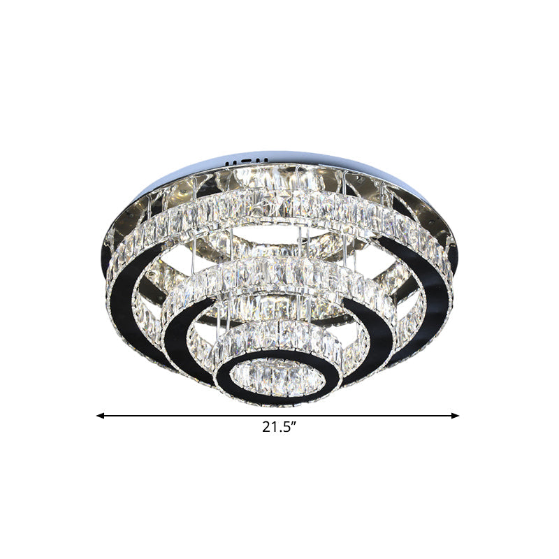 Clear Crystal Circular Ceiling Mounted Fixture Modernist Stainless-Steel LED Flush Light for Dining Room Clearhalo 'Ceiling Lights' 'Close To Ceiling Lights' 'Close to ceiling' 'Flush mount' Lighting' 1695007