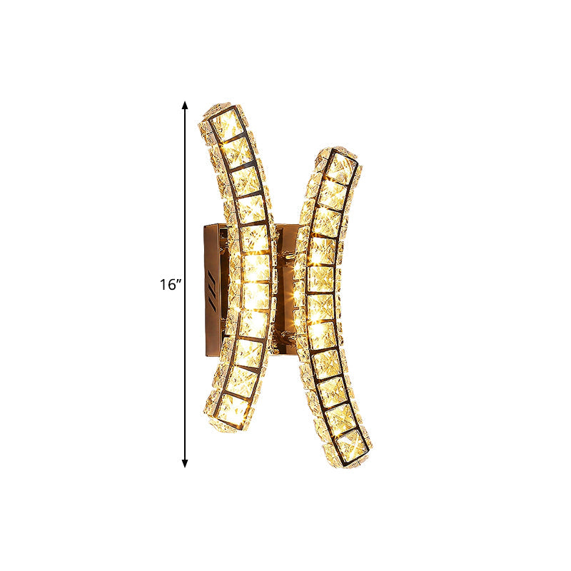 Crystal Dual Vertical Wall Sconce Lighting Simple LED Wall Light Fixture in Stainless-Steel, Warm/White Light Clearhalo 'Modern wall lights' 'Modern' 'Wall Lamps & Sconces' 'Wall Lights' Lighting' 1695048