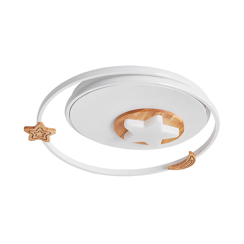 Round Flush Light Fixture Modernist Acrylic LED White Flush Mount Lamp with Star and Moon Decor Clearhalo 'Ceiling Lights' 'Close To Ceiling Lights' 'Close to ceiling' 'Flush mount' Lighting' 1695091