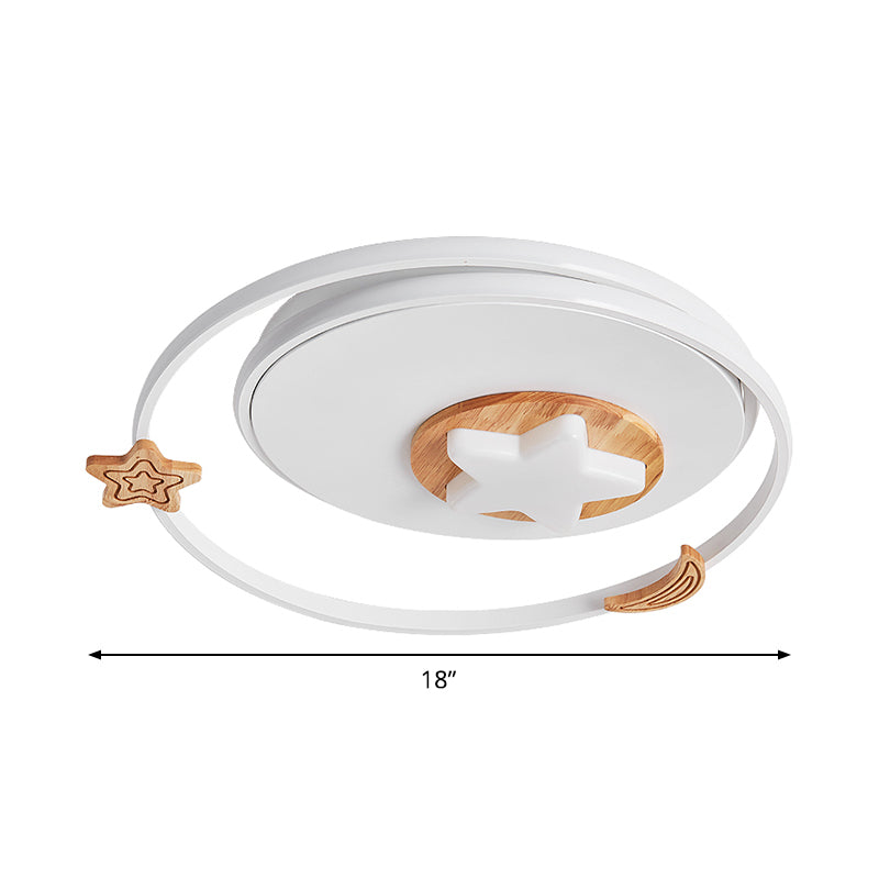 Round Flush Light Fixture Modernist Acrylic LED White Flush Mount Lamp with Star and Moon Decor Clearhalo 'Ceiling Lights' 'Close To Ceiling Lights' 'Close to ceiling' 'Flush mount' Lighting' 1695093
