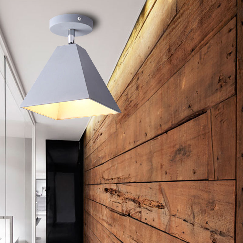 Modern Ceiling Light for Bedroom, Metal Semi Flush Light with Pyramid Shade for Children Clearhalo 'Ceiling Lights' 'Close To Ceiling Lights' 'Close to ceiling' 'Semi-flushmount' Lighting' 169573
