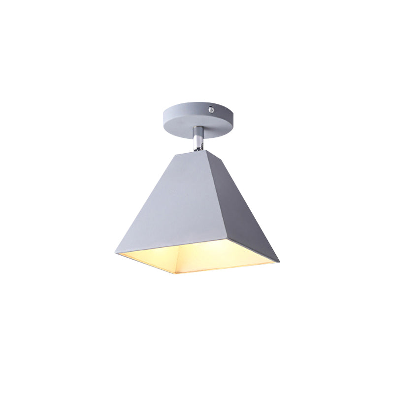 Modern Ceiling Light for Bedroom, Metal Semi Flush Light with Pyramid Shade for Children Clearhalo 'Ceiling Lights' 'Close To Ceiling Lights' 'Close to ceiling' 'Semi-flushmount' Lighting' 169574
