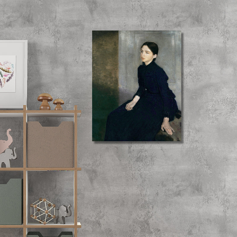 Painting Print Traditional Canvas Wall Art with Wilhelm Portrait of Woman in Black Clearhalo 'Art Gallery' 'Canvas Art' 'Traditional' Arts' 1696036