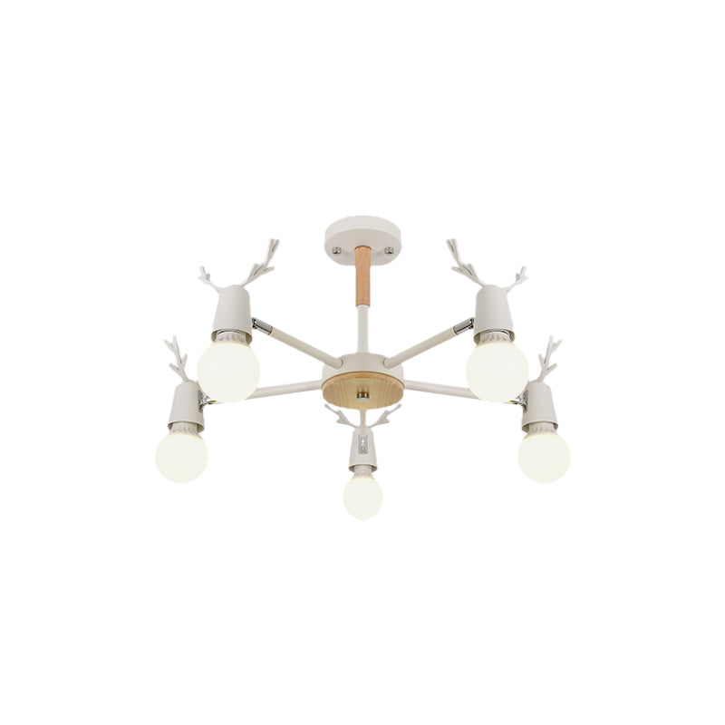 Modern Ceiling Lights Bedroom, Semi Flush Light with Antler Decoration for Kids Clearhalo 'Ceiling Lights' 'Close To Ceiling Lights' 'Close to ceiling' 'Semi-flushmount' Lighting' 169630