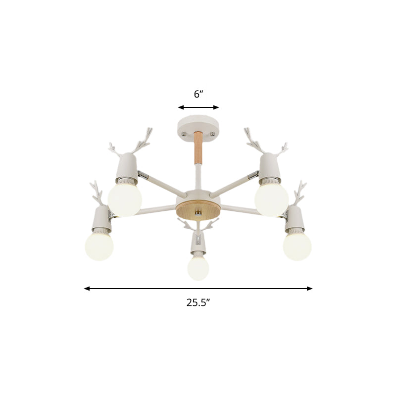 Modern Ceiling Lights Bedroom, Semi Flush Light with Antler Decoration for Kids Clearhalo 'Ceiling Lights' 'Close To Ceiling Lights' 'Close to ceiling' 'Semi-flushmount' Lighting' 169631