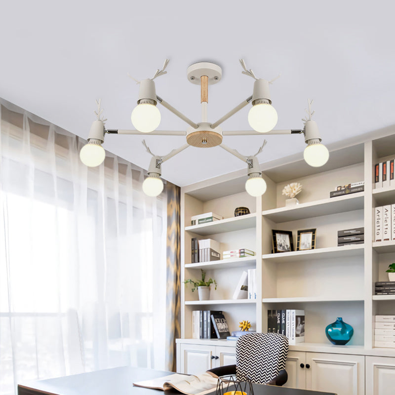 Modern Ceiling Lights Bedroom, Semi Flush Light with Antler Decoration for Kids Clearhalo 'Ceiling Lights' 'Close To Ceiling Lights' 'Close to ceiling' 'Semi-flushmount' Lighting' 169636