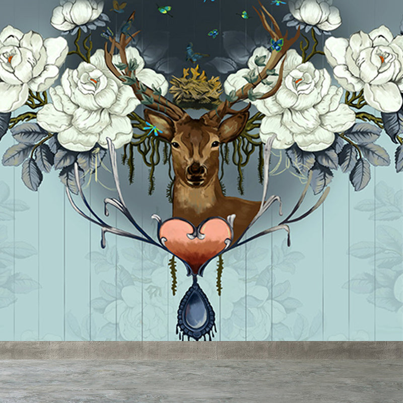 Home Decor Reindeer Mural Decal Customized Contemporary Wall Covering for Kitchen Clearhalo 'Wall Decor' 'Wall Mural' 1696433