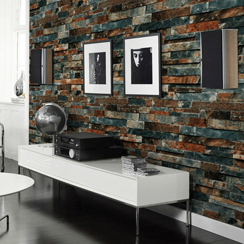 Faux Brick Wallpaper Roll Waterproof Industrial Living Room Wall Decor, 57.1-sq ft Clearhalo 'Industrial wall decor' 'Industrial' 'Wallpaper' Wall Decor' 1696899
