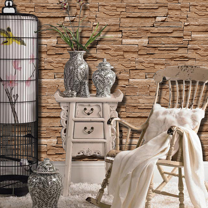 Cyberpunk Brick Wallpaper Roll for Dining Room 48.4-sq ft Wall Covering in Soft Color Brown Clearhalo 'Industrial wall decor' 'Industrial' 'Wallpaper' Wall Decor' 1696905