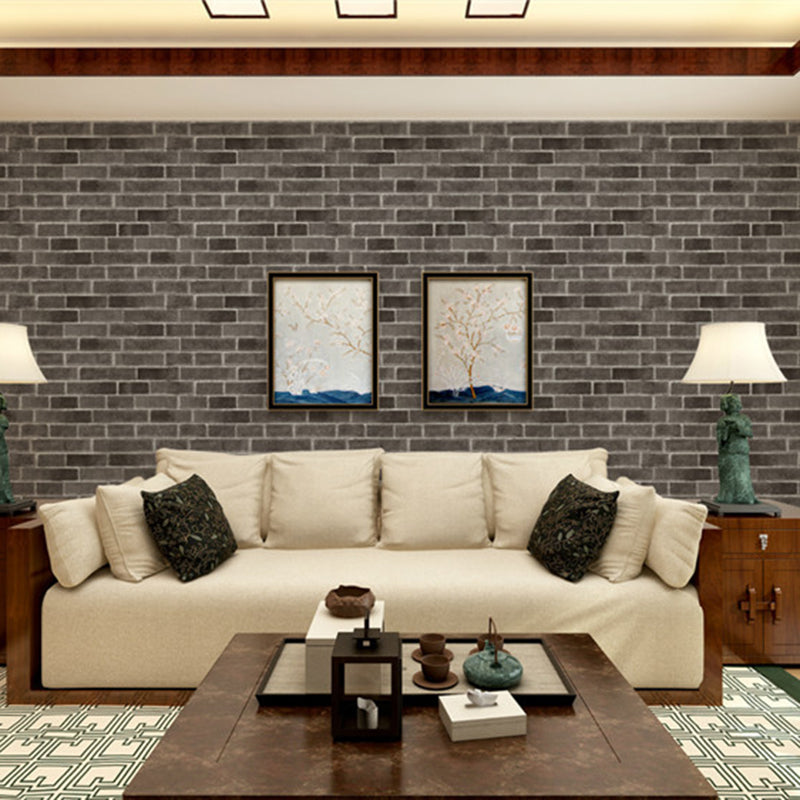 PVC Dark Color Wallpaper Industrial Marble Bricks Wall Decoration, 33' L x 20.5" W Dark Gray Clearhalo 'Industrial wall decor' 'Industrial' 'Wallpaper' Wall Decor' 1696936