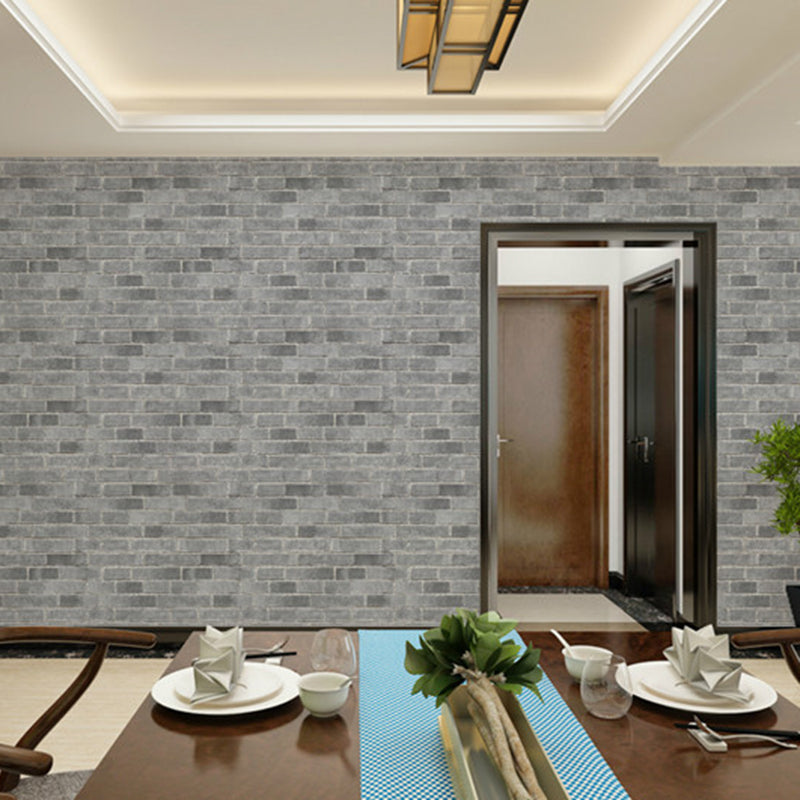 PVC Dark Color Wallpaper Industrial Marble Bricks Wall Decoration, 33' L x 20.5" W Light Gray Clearhalo 'Industrial wall decor' 'Industrial' 'Wallpaper' Wall Decor' 1696938