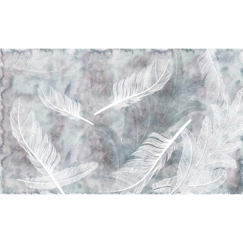 Huge Bird Feather Mural for Bedroom Animals Wall Art in Light Color, Stain Resistant Clearhalo 'Wall Decor' 'Wall Mural' 1697160