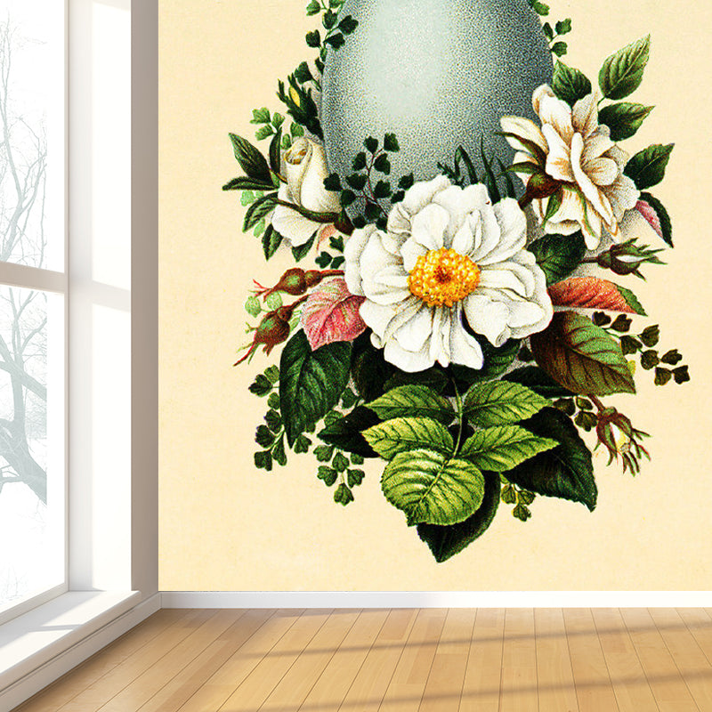Green Floral Design Mural Wallpaper for Decoration Modern Living Room Wall Covering Green Design 2 Clearhalo 'Wall Decor' 'Wall Mural' 1697207