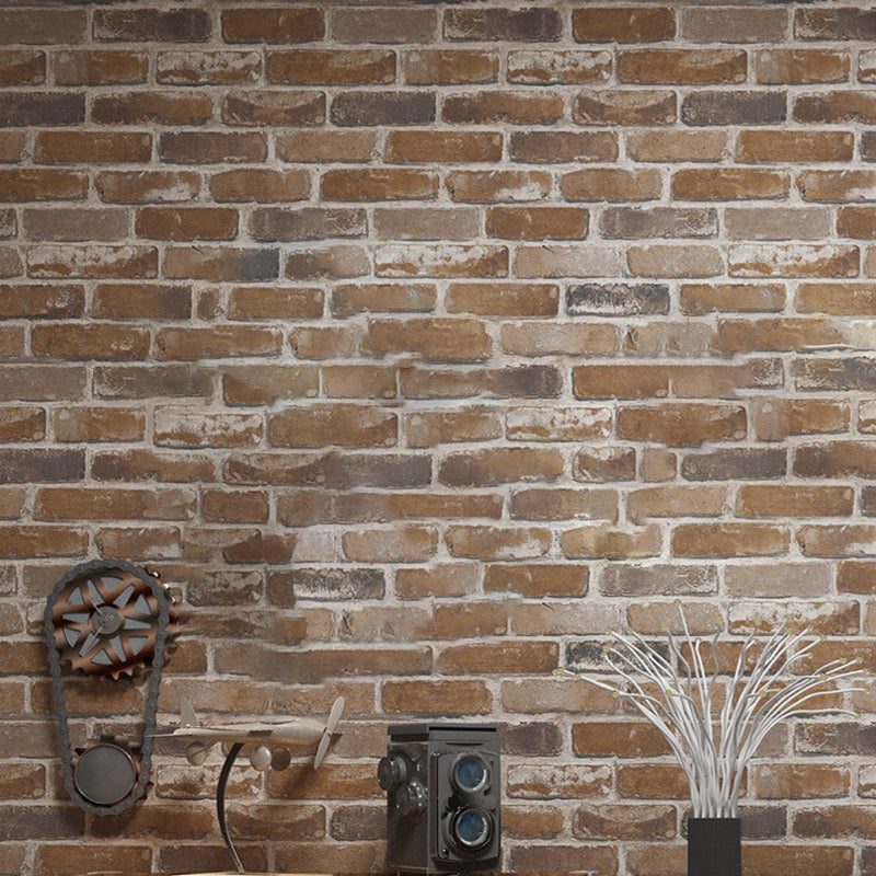 Unpasted Brick Wallpaper Water-Proof Industrial Country Club Wall Covering, 54.2-sq ft Brown Clearhalo 'Industrial wall decor' 'Industrial' 'Wallpaper' Wall Decor' 1697518