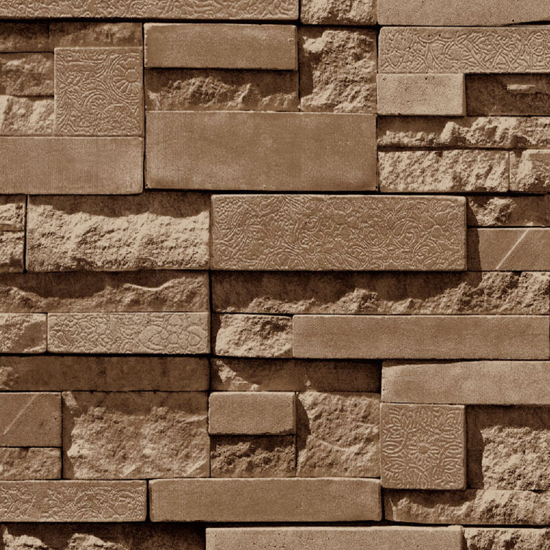 Patterned Bricks and Rocks Wallpaper Light Color Steampunk Wall Covering for Home Clearhalo 'Industrial wall decor' 'Industrial' 'Wallpaper' Wall Decor' 1697713
