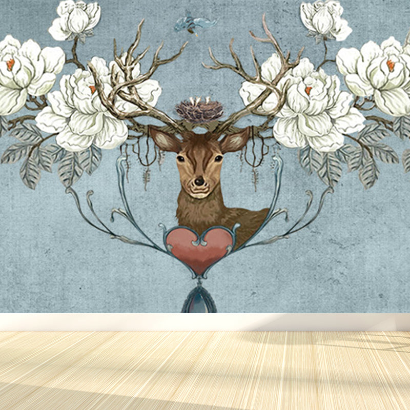 Stain Resistant Reindeer Mural Non-Woven Texture Modern Wall Decor for Girls Room Clearhalo 'Wall Decor' 'Wall Mural' 1697791