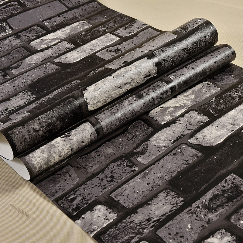 Dark Color Wrecked Brickwork Wallpaper Moisture Resistant Wall Covering for Accent Wall Clearhalo 'Industrial wall decor' 'Industrial' 'Wallpaper' Wall Decor' 1697873