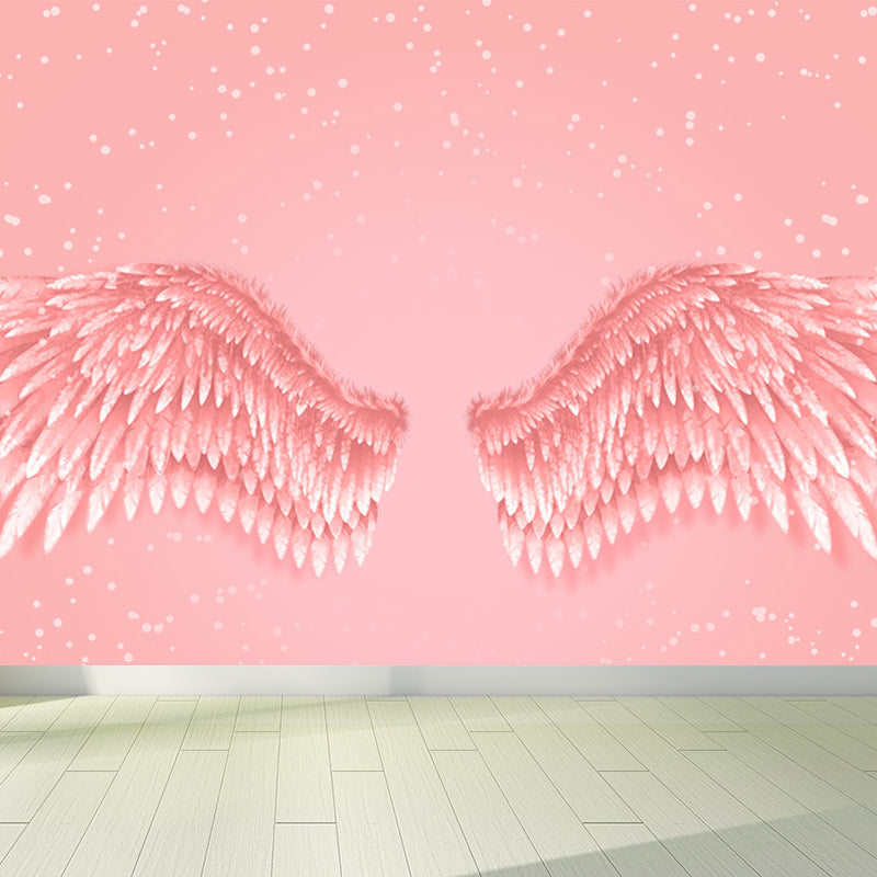 Huge Wing Mural Wallpaper Moisture Resistant Modern Girls Bedroom Wall Art in Pastel Color Clearhalo 'Wall Decor' 'Wall Mural' 1697932