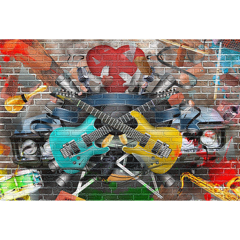 Cool Street Graffiti Wallpaper Mural Boys Bedroom Abstract Pattern Wall Covering, Custom Made Clearhalo 'Wall Decor' 'Wall Mural' 1697948