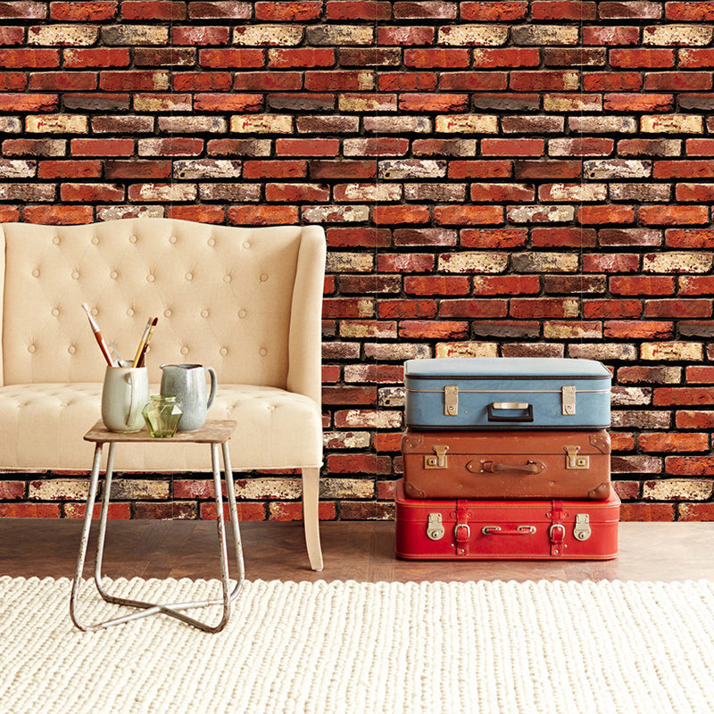 Fake Bricks Wallpaper Roll Stain Resistant Cyberpunk Living Room Wall Decor, 33' x 17.5" Clearhalo 'Industrial wall decor' 'Industrial' 'Wallpaper' Wall Decor' 1698207