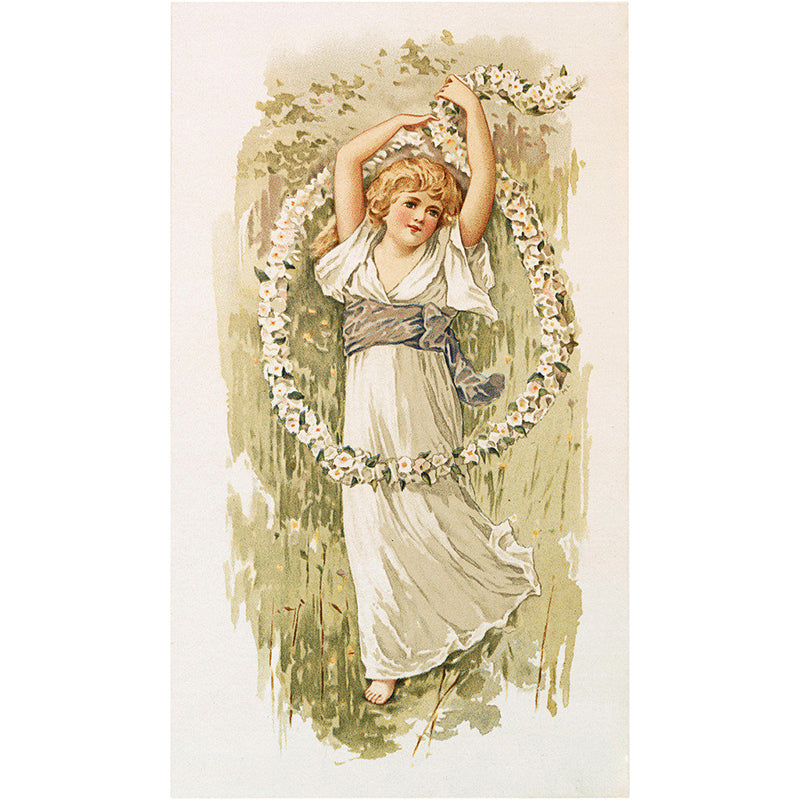 Classic Maiden and Wreath Mural Wallpaper Brown Character Portrait Wall Covering Clearhalo 'Wall Decor' 'Wall Mural' 1698447