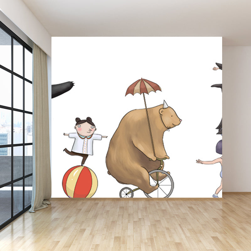 Large Cartoon Wall Mural Decal Soft Color Animal Pattern Wall Covering, Custom Made Clearhalo 'Wall Decor' 'Wall Mural' 1698526