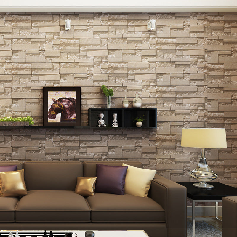 PVC Unpasted Wallpaper Roll Industrial Brick and Rock Print Wall Art for Dining Room Clearhalo 'Industrial wall decor' 'Industrial' 'Wallpaper' Wall Decor' 1698721