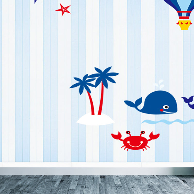 Nautical Lighthouse Mural Wallpaper Cartoon Non-Woven Cloth Wall Decor for Living Room Clearhalo 'Wall Decor' 'Wall Mural' 1699020